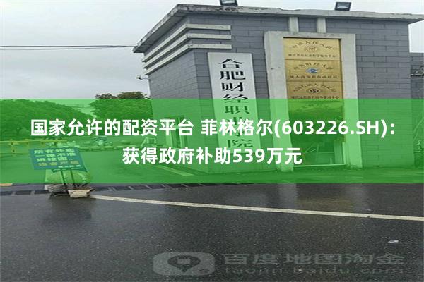 国家允许的配资平台 菲林格尔(603226.SH)：获得政府补助539万元