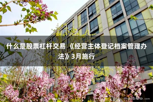 什么是股票杠杆交易 《经营主体登记档案管理办法》3月施行