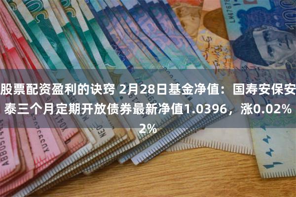 股票配资盈利的诀窍 2月28日基金净值：国寿安保安泰三个月定期开放债券最新净值1.0396，涨0.02%