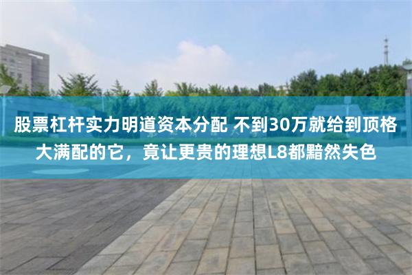 股票杠杆实力明道资本分配 不到30万就给到顶格大满配的它，竟让更贵的理想L8都黯然失色