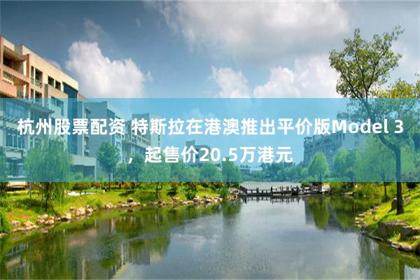 杭州股票配资 特斯拉在港澳推出平价版Model 3，起售价20.5万港元