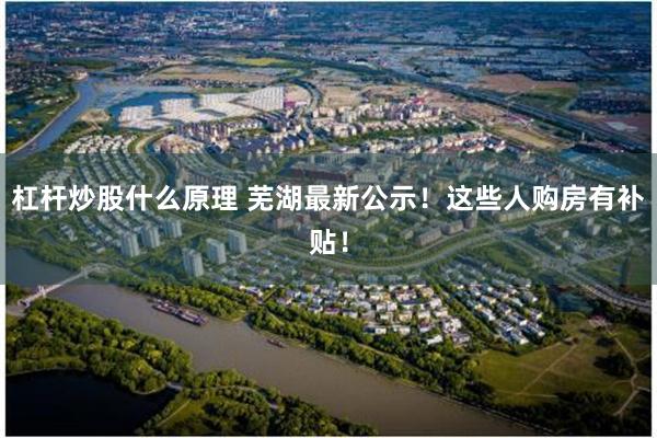 杠杆炒股什么原理 芜湖最新公示！这些人购房有补贴！